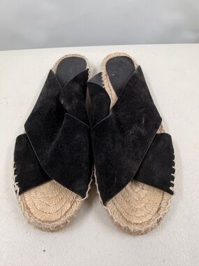 Vince Black Suede Crisscross Espadrille Slides women’s size 7